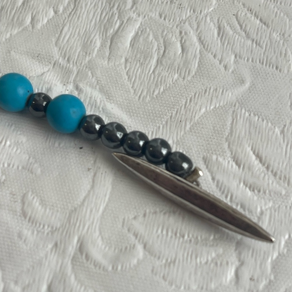 Vintage Persian Turquoise Graduated Bead Strand 22” Necklace Pendant Marked 96g - Picture 10 of 16